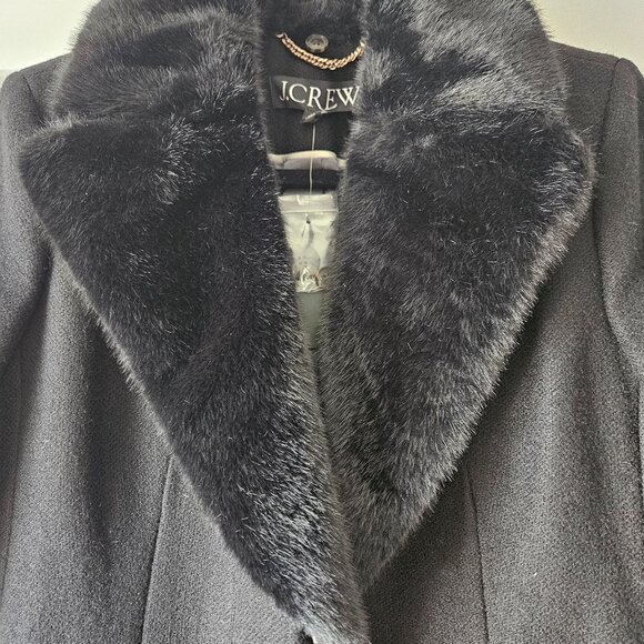J. Crew Collection Savoy Faux Fur-Trim Topcoat Size 0 NWT - Picture 2 of 6